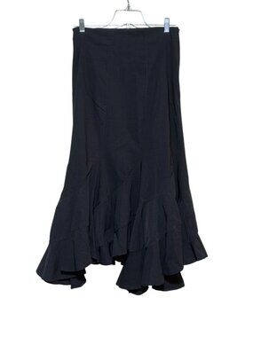 Y2K Asymmetric Ruffle Flamenco Skirt M Stretch Dance Costume Burlesque